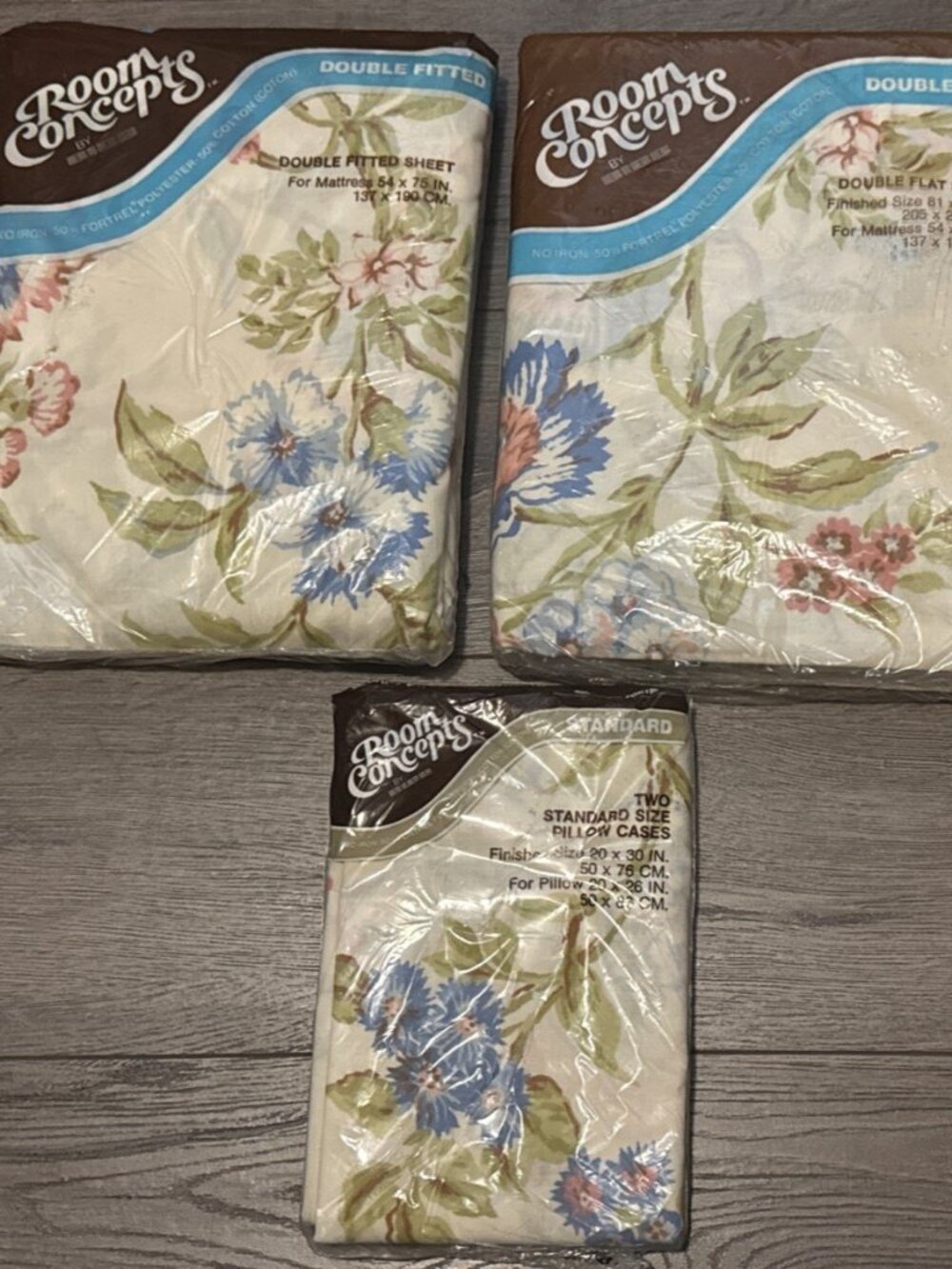 Vintage Floral Garden Double Full Sheet Set Pillowcases Room Concepts USA NEW